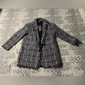 San Souci Black & White & Sparkle Fringe Dress Coat Women Size 1X New with Tags